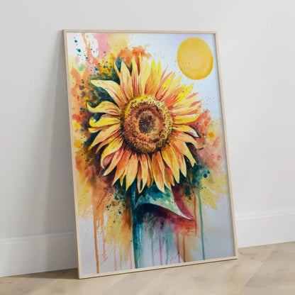 Aquarell Poster Sonnenblume bunte Farben Kunst