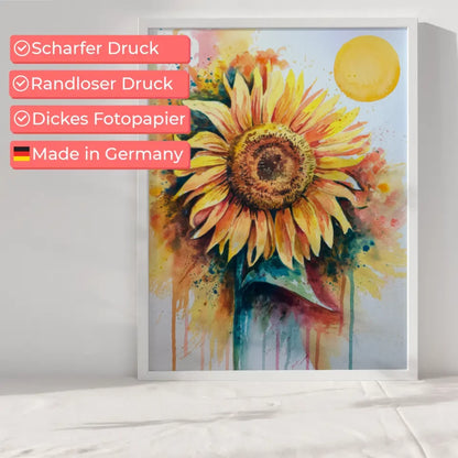 Aquarell Poster Sonnenblume bunte Farben Kunst
