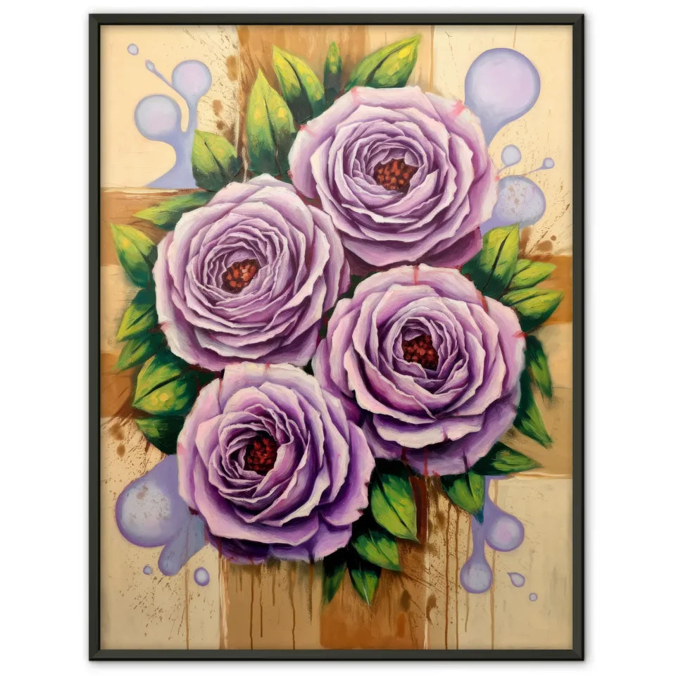 Lebendige Rosen Poster mit grünen Blättern und warmem Hintergrund