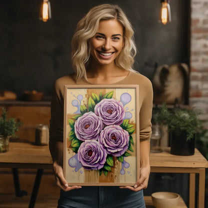 Lebendige Rosen Poster mit grünen Blättern und warmem Hintergrund