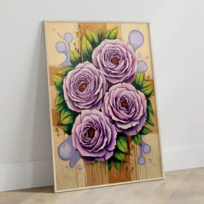 Lebendige Rosen Poster mit grünen Blättern und warmem Hintergrund