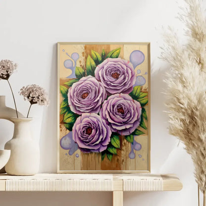 Lebendige Rosen Poster mit grünen Blättern und warmem Hintergrund