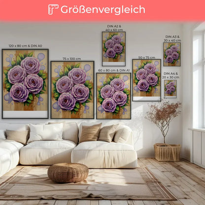Lebendige Rosen Poster mit grünen Blättern und warmem Hintergrund