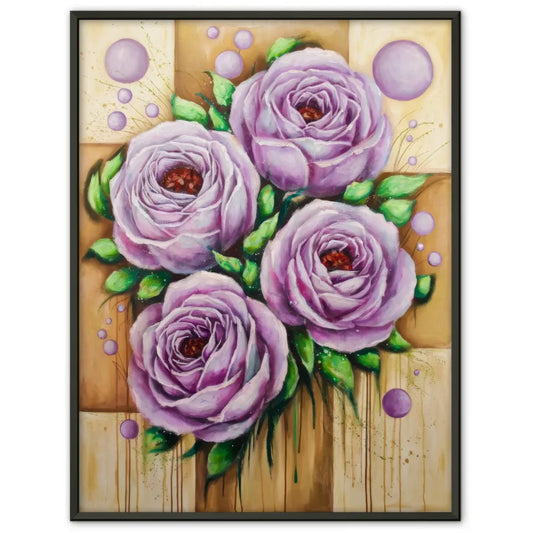 Lebendige Rosen Poster mit grünen Blättern und Textur