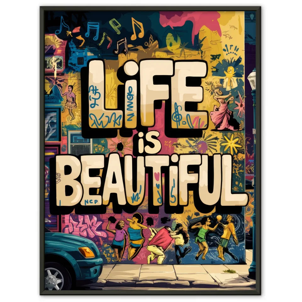 Lebendige Graffiti Poster mit Street Art Motiven