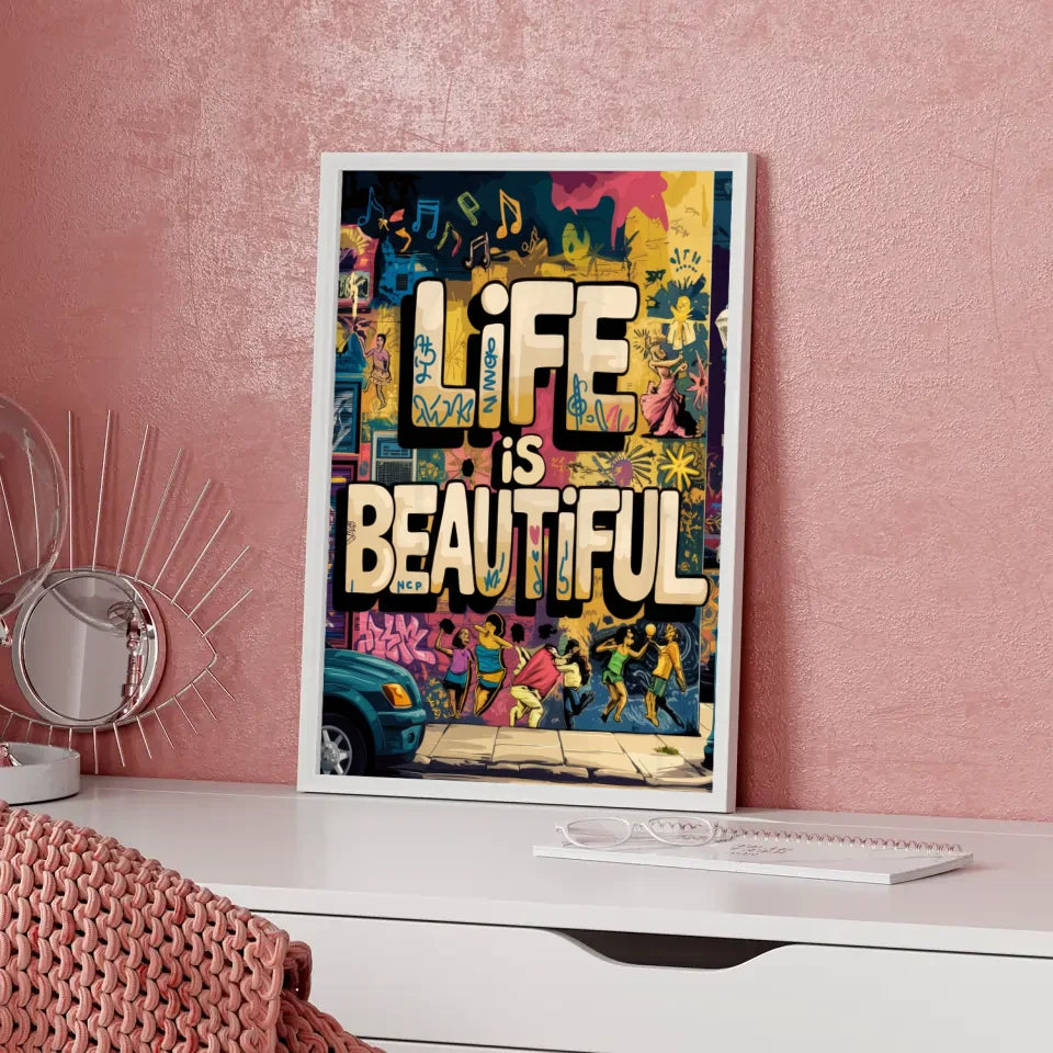 Lebendige Graffiti Poster mit Street Art Motiven