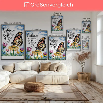 Frühlingsposter mit Aquarell von Monarchfaltern 7