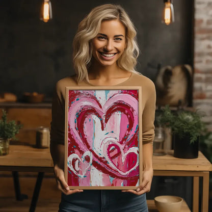 Abstraktes Valentinstag Poster mit Herzen im Country-Art-Stil 2