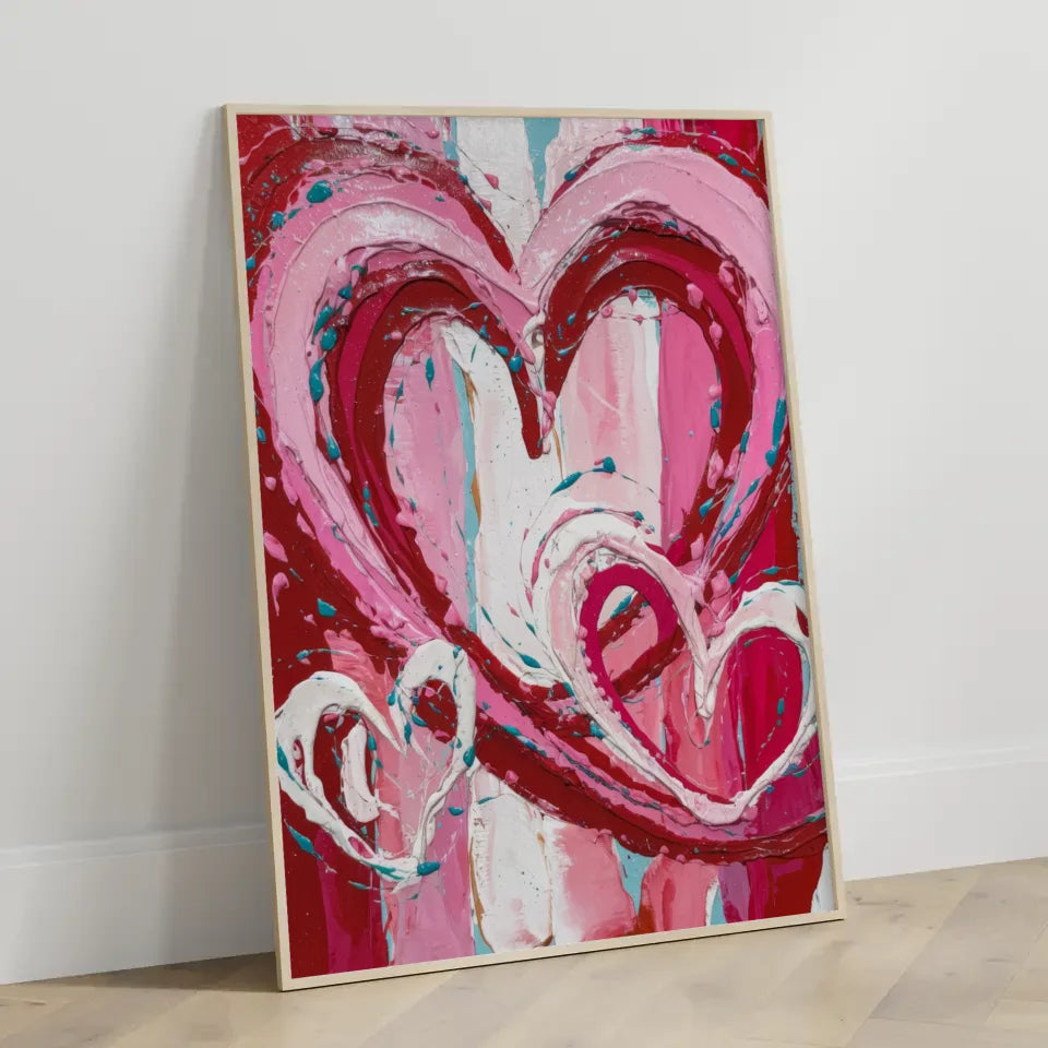 Abstraktes Valentinstag Poster mit Herzen im Country-Art-Stil 3