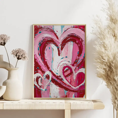 Abstraktes Valentinstag Poster mit Herzen im Country-Art-Stil 4