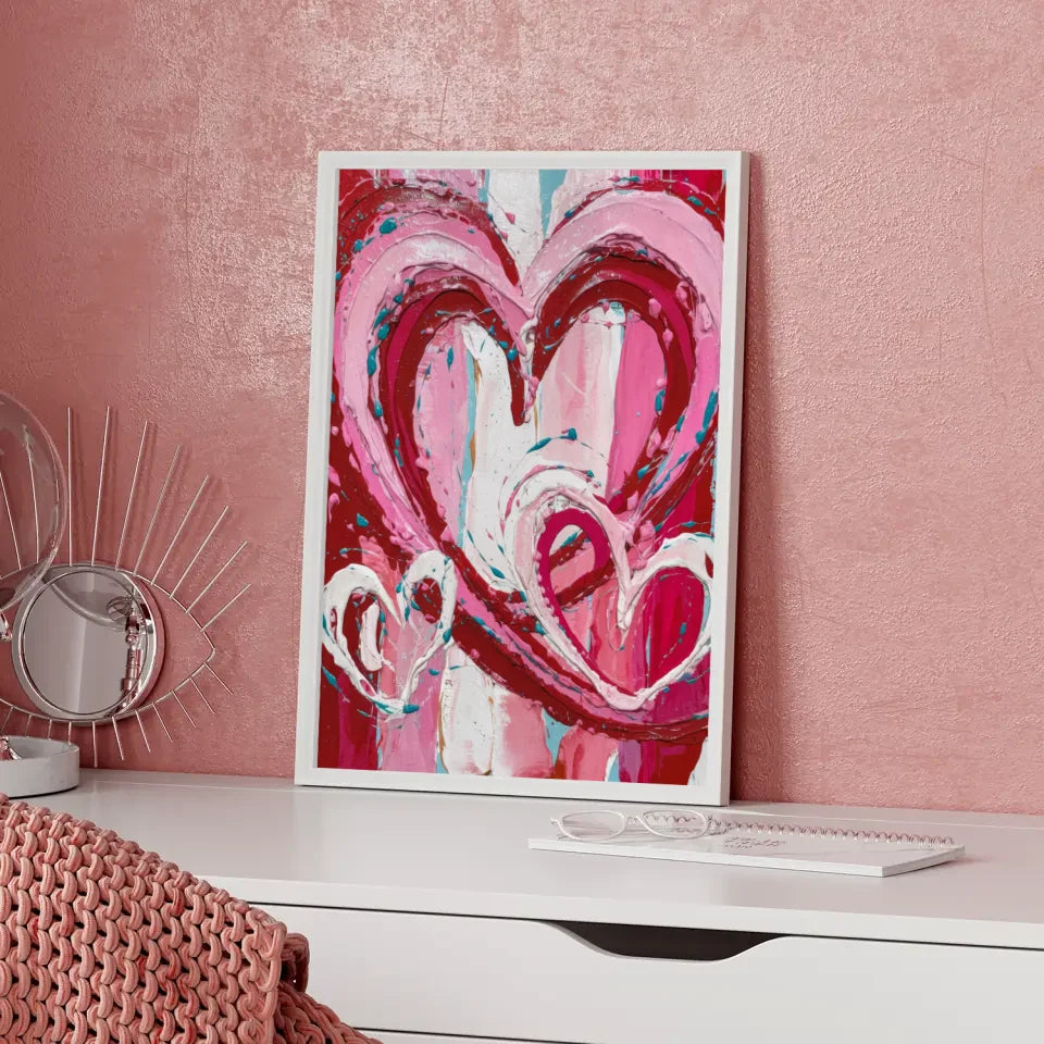 Abstraktes Valentinstag Poster mit Herzen im Country-Art-Stil 5