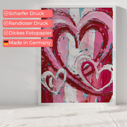 Abstraktes Valentinstag Poster mit Herzen im Country-Art-Stil 6