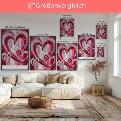 Abstraktes Valentinstag Poster mit Herzen im Country-Art-Stil 7