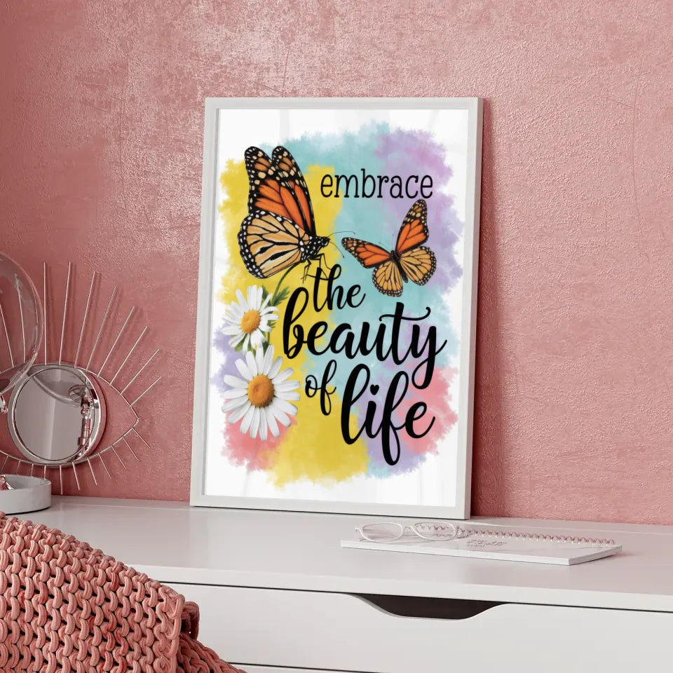 Farbenfroher Poster mit Monarchfalter und positiver Botschaft 5