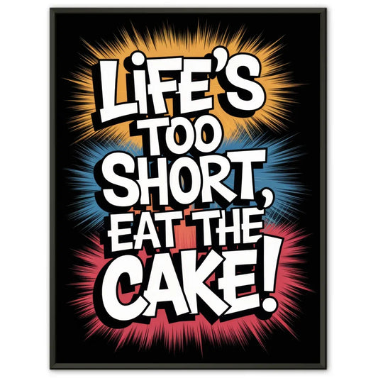 Poster mit humorvollem Kuchen Design im Pop-Art Stil