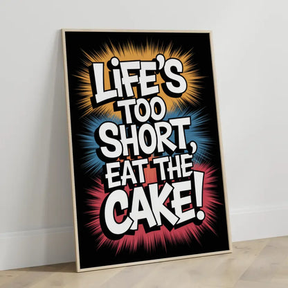 Poster mit humorvollem Kuchen Design im Pop-Art Stil