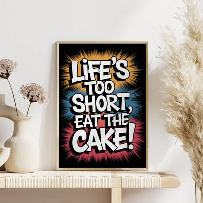 Poster mit humorvollem Kuchen Design im Pop-Art Stil