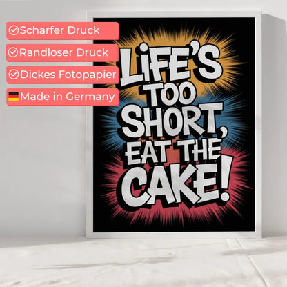 Poster mit humorvollem Kuchen Design im Pop-Art Stil