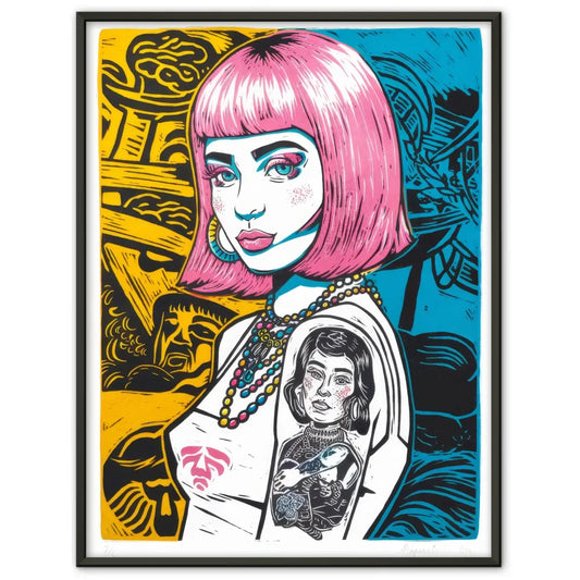 poster mit harajuku madchen im pop art stil und chicano tattoo Illustration Poster 1