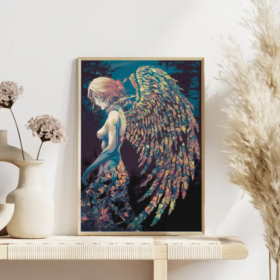 Manga Poster mit einzigartiger Engel-Figur im Wald 4