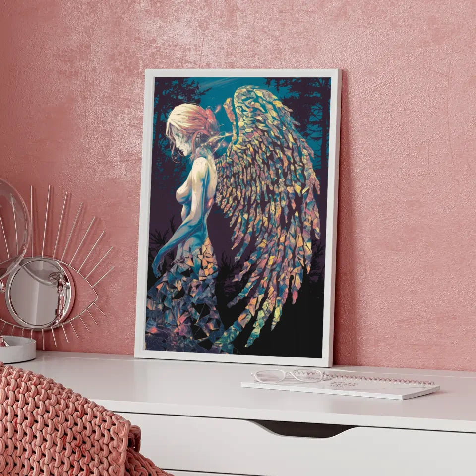 Manga Poster mit einzigartiger Engel-Figur im Wald 5