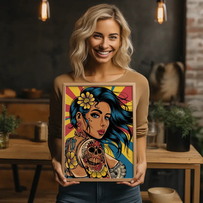 Fesselnder Poster mit Chicano Tattoo Kunst 2