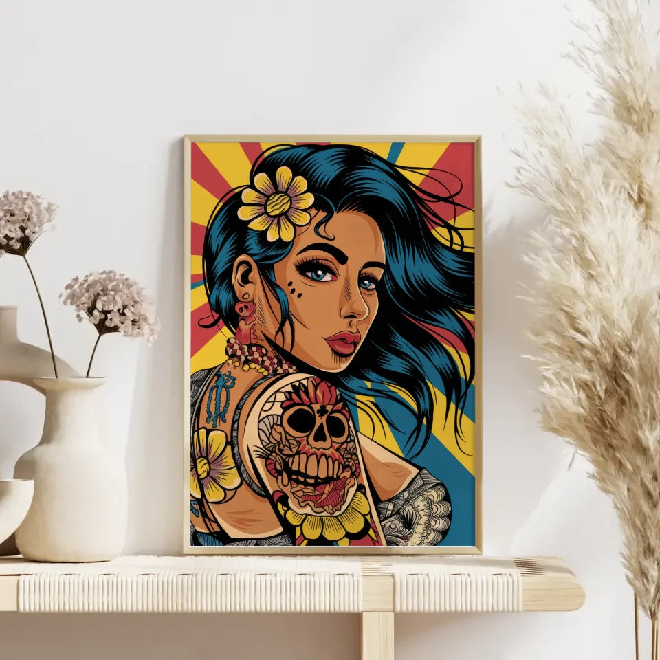 Fesselnder Poster mit Chicano Tattoo Kunst 4