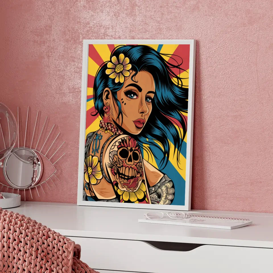 Fesselnder Poster mit Chicano Tattoo Kunst 5