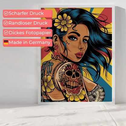 Fesselnder Poster mit Chicano Tattoo Kunst 6