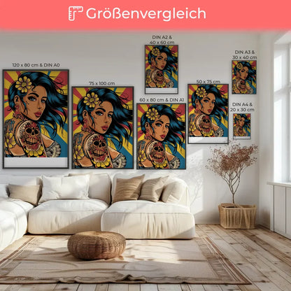 Fesselnder Poster mit Chicano Tattoo Kunst 7