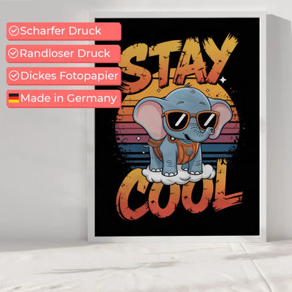 Vintage Poster mit Elefantenbaby und Sonnenuntergang 6