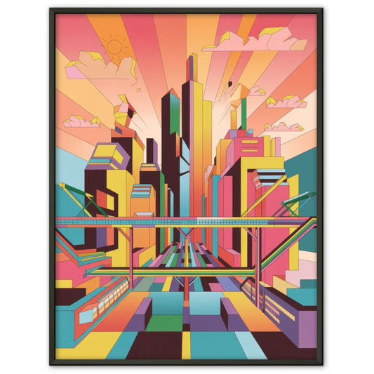 Bunte Poster lebendige Stadtlandschaft Kunstwerk 1