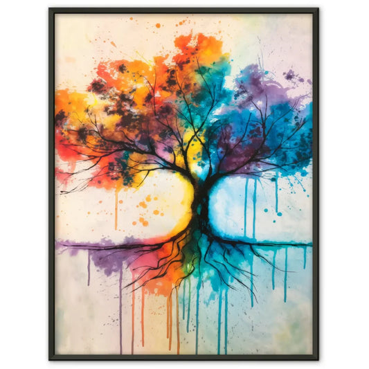 Abstrakter Baum Poster in lebendigen Farben und Aquarell 1