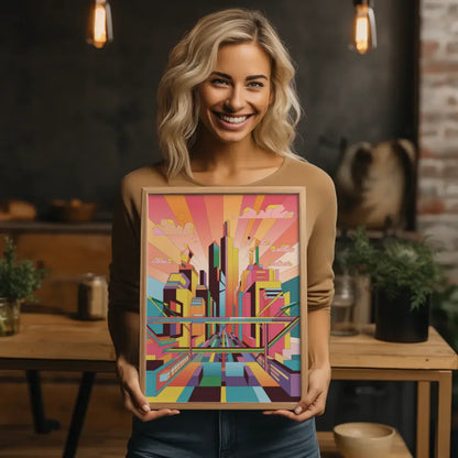 Bunte Poster lebendige Stadtlandschaft Kunstwerk 2