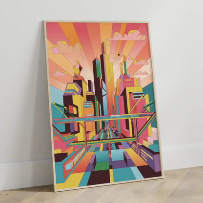 Bunte Poster lebendige Stadtlandschaft Kunstwerk 3