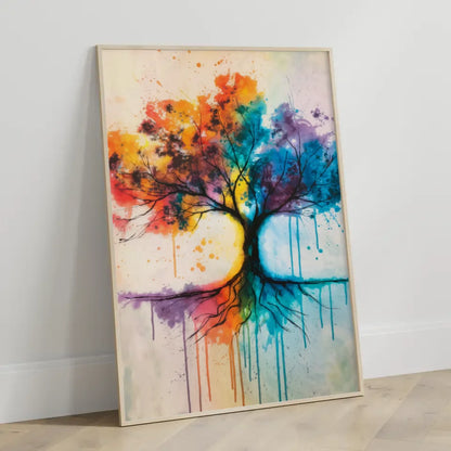 Abstrakter Baum Poster in lebendigen Farben und Aquarell 3