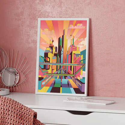 Bunte Poster lebendige Stadtlandschaft Kunstwerk 5