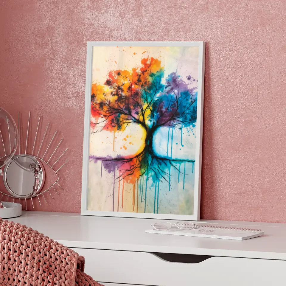 Abstrakter Baum Poster in lebendigen Farben und Aquarell 5