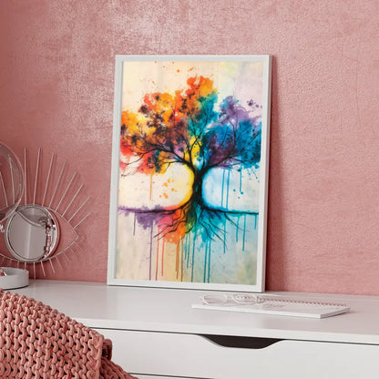 Abstrakter Baum Poster in lebendigen Farben und Aquarell 5