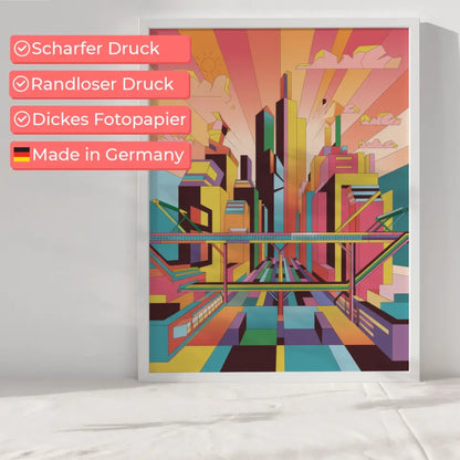 Bunte Poster lebendige Stadtlandschaft Kunstwerk 6