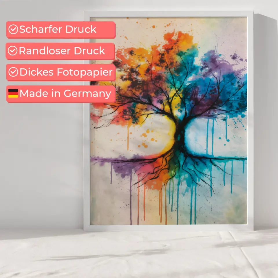 Abstrakter Baum Poster in lebendigen Farben und Aquarell 6
