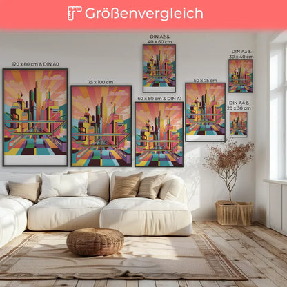 Bunte Poster lebendige Stadtlandschaft Kunstwerk 7