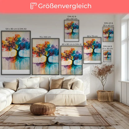 Abstrakter Baum Poster in lebendigen Farben und Aquarell 7