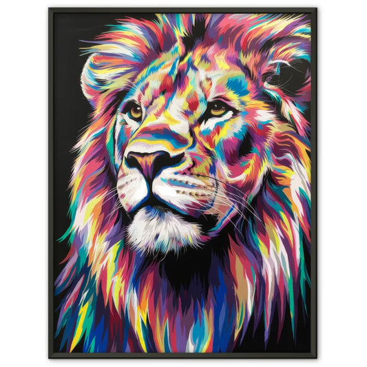 Lebendiger Löwen Poster farbenfroh mit schwarzem Hintergrund 1