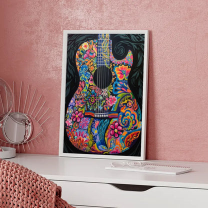Bunte Gitarre Poster mit farbenfrohen Mustern 5