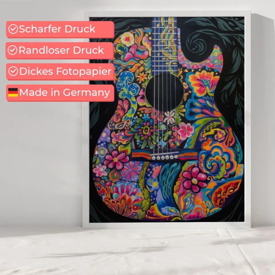 Bunte Gitarre Poster mit farbenfrohen Mustern 6