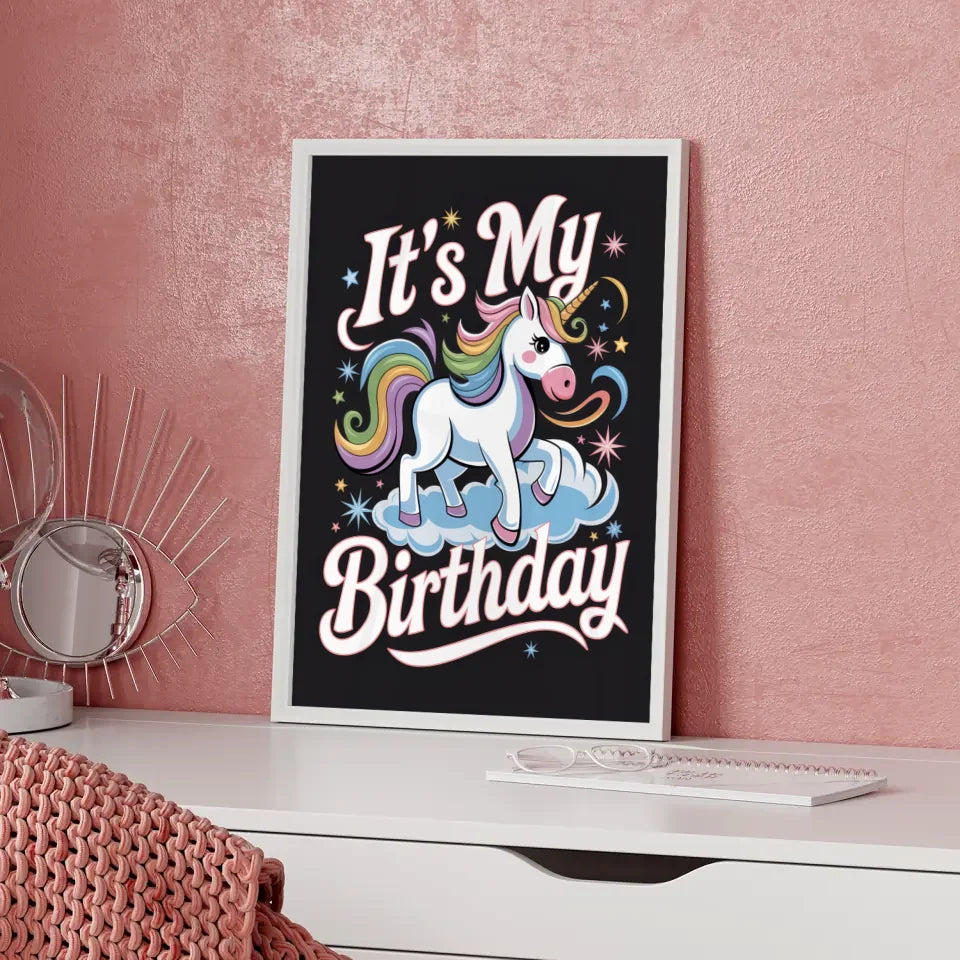 Fröhlicher Poster mit Kaffeetasse und Kissen Cartoon 5