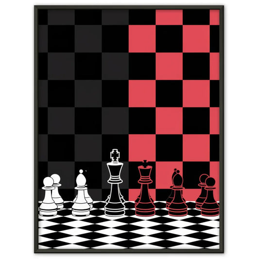 Ästhetisches Schachbrett Poster in Rot und Schwarz für Gamer und Fans 1