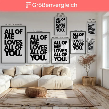 Poster mit der Aussage ALL OF ME LOVES ALL OF YOU in modernem Design