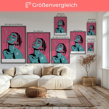 Poster leuchtendes Porträt einer Frau in Rosa